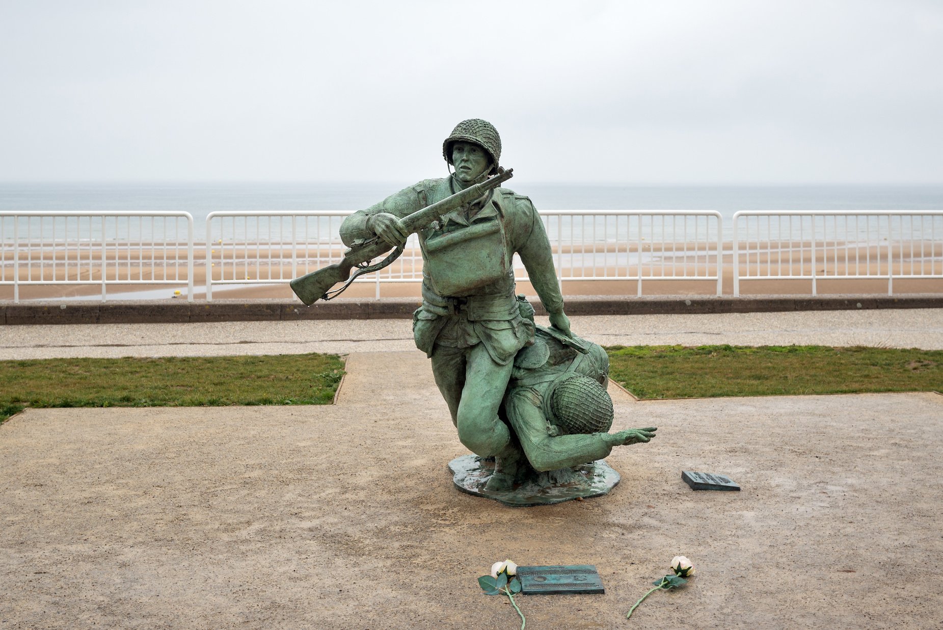 Soldier Statue memorial on Omaha Beach